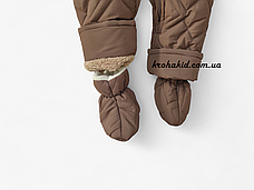 Зимовий дитячий теплий стьобаний комбінезон з пінетками та рукавичками для новонародженого розмір 68 74 80 86, фото 2