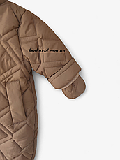 Зимовий дитячий теплий стьобаний комбінезон з пінетками та рукавичками для новонародженого розмір 68 74 80 86, фото 4