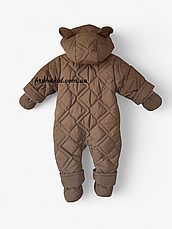 Зимовий дитячий теплий стьобаний комбінезон з пінетками та рукавичками для новонародженого розмір 68 74 80 86, фото 3