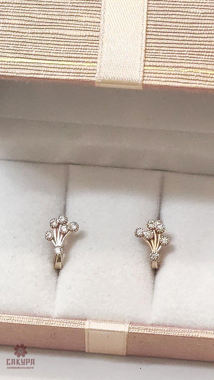 Золоті Сережки зі вставкою цирконій, фото 1