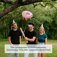 Набір піньят Свиня з паличкою та маскою