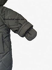 Зимовий дитячий теплий стьобаний комбінезон з пінетками та рукавичками для новонародженого розмір 68 74 80 86, фото 3