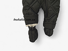 Зимовий дитячий теплий стьобаний комбінезон з пінетками та рукавичками для новонародженого розмір 68 74 80 86, фото 4