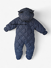 Зимовий дитячий теплий стьобаний комбінезон з пінетками та рукавичками для новонародженого розмір 68 74 80 86, фото 2