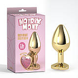 Анальна пробка, анальний корок Rosy Heart Gem Plug Medium металевий конічний 3.5 см діаметр, фото 2