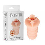 Ручний мастурбатор ротик, мастурбатор з язичком Abby Sensual Lips TPE 15х7 см, фото 2