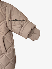 Зимовий дитячий теплий стьобаний комбінезон з пінетками та рукавичками для новонародженого розмір 68 74 80 86, фото 4