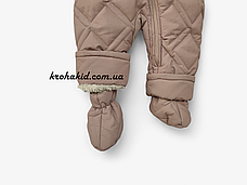 Зимовий дитячий теплий стьобаний комбінезон з пінетками та рукавичками для новонародженого розмір 68 74 80 86, фото 5