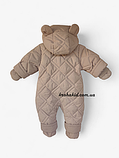 Зимовий дитячий теплий стьобаний комбінезон з пінетками та рукавичками для новонародженого розмір 68 74 80 86, фото 2