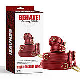 Комплект наручників, наножників Behave Luxury Fetish екошкіра регульований розмір, фото 2