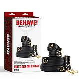 БДСМ комплект аксесуарів, набір бдсм Behave luxury екошкіра регульований, фото 2