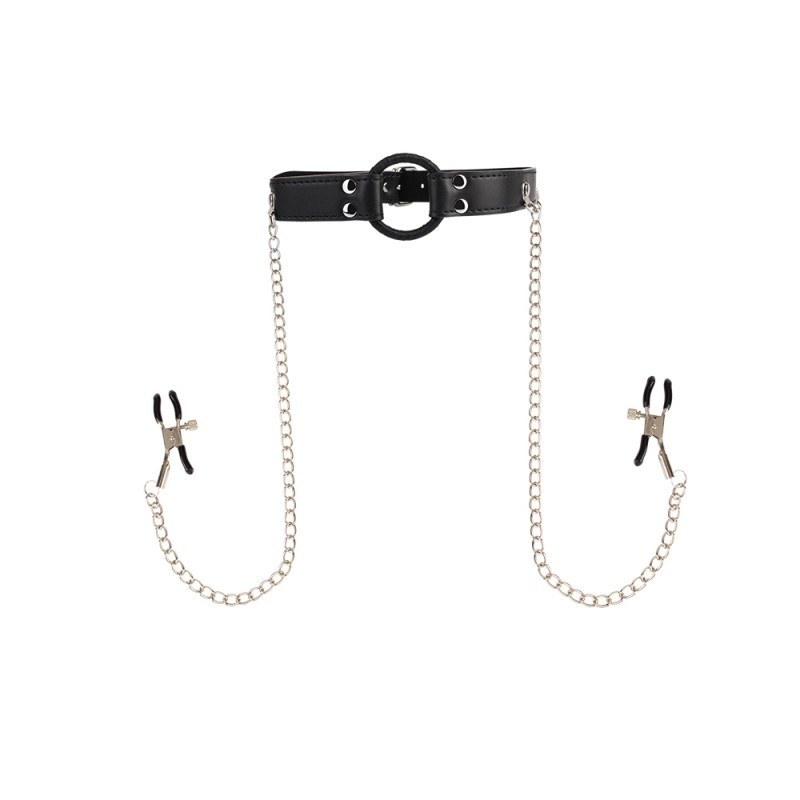 Затискачі для сосків, фіксатори сосочків Behave luxury breathable регульовані з екошкіри, фото 1