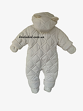 Зимовий дитячий теплий стьобаний комбінезон з пінетками та рукавичками для новонародженого розмір 68 74 80 86, фото 2