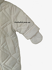 Зимовий дитячий теплий стьобаний комбінезон з пінетками та рукавичками для новонародженого розмір 68 74 80 86, фото 4