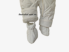 Зимовий дитячий теплий стьобаний комбінезон з пінетками та рукавичками для новонародженого розмір 68 74 80 86, фото 5