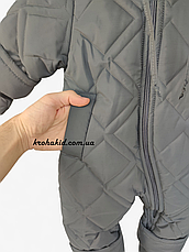 Зимовий дитячий теплий стьобаний комбінезон з пінетками та рукавичками для новонародженого розмір 68 74 80 86, фото 5