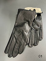 Жіночі шкіряні рукавички лайка/шерсть