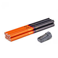 Набір будівельних олівців з точилкою, 180мм 
HEX, 6 шт. подвійного кольору, DIY-PC1HX18/S6B