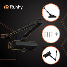 Доводчик дверний з важелем для дверей 40–65 кг RUHHY, фото 4