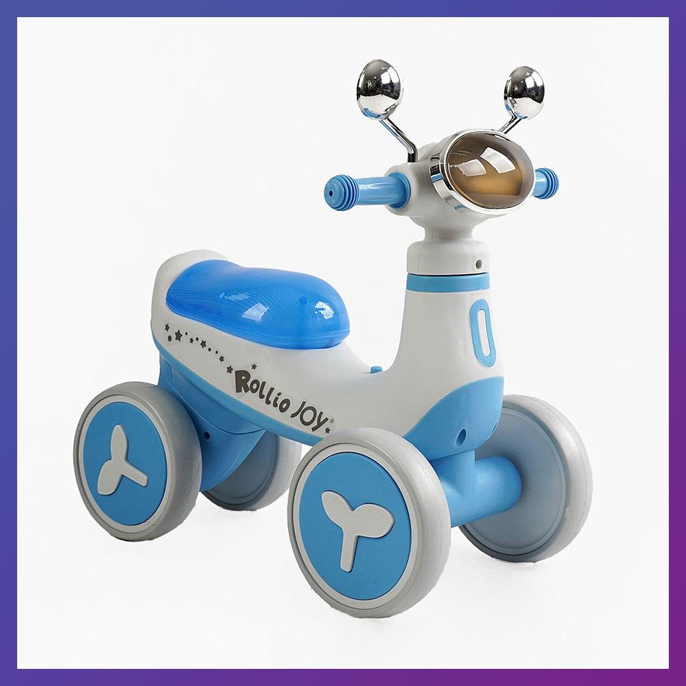 Дитячий біговел 1.5-3 роки JOY JL-60078 чотирьохколісний пластикова рама підсвітка українське озвучування Синій, фото 1