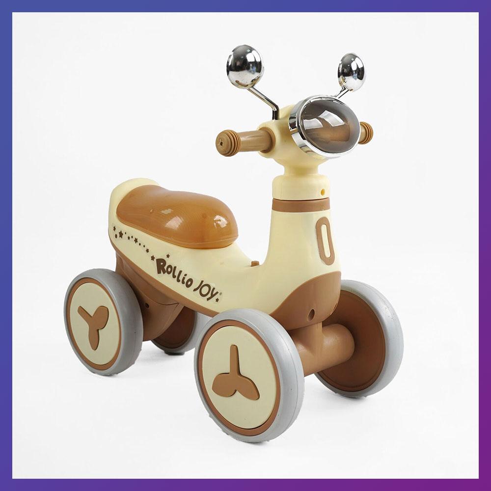 Дитячий біговел 1.5-3 роки JOY JL-42198 чотирьохколісний пластикова рама підсвітка українське озвучування Коричневий, фото 1