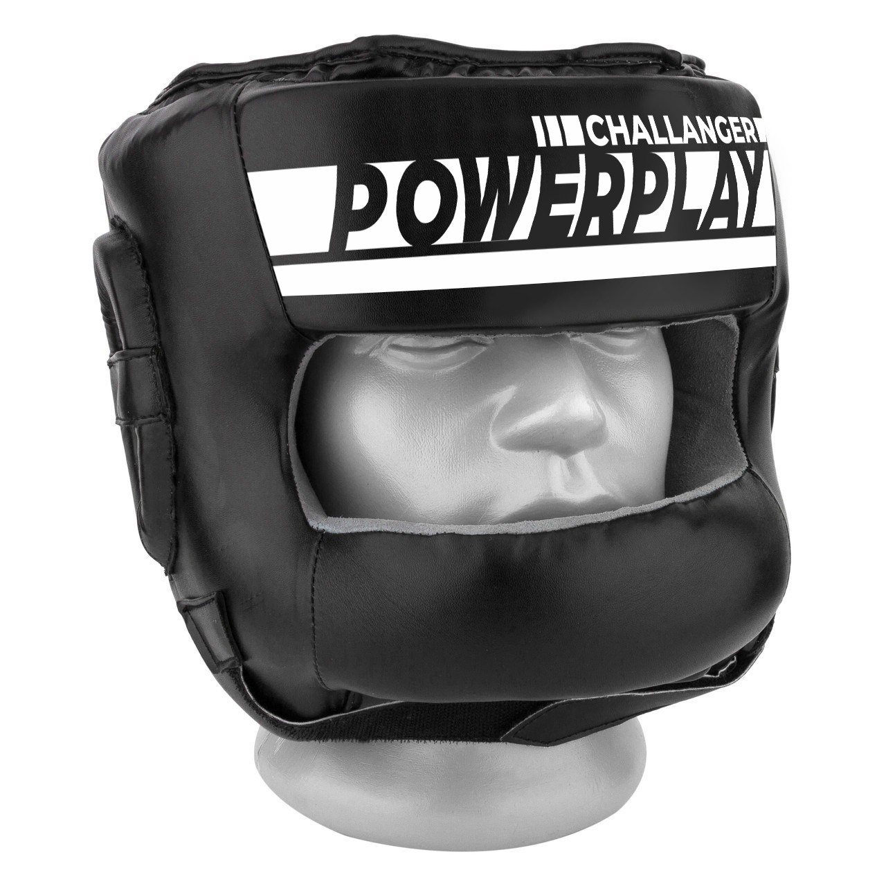 Боксерський шолом тренувальний PowerPlay 3067 з бампером PU + Amara Чорний XL, фото 1