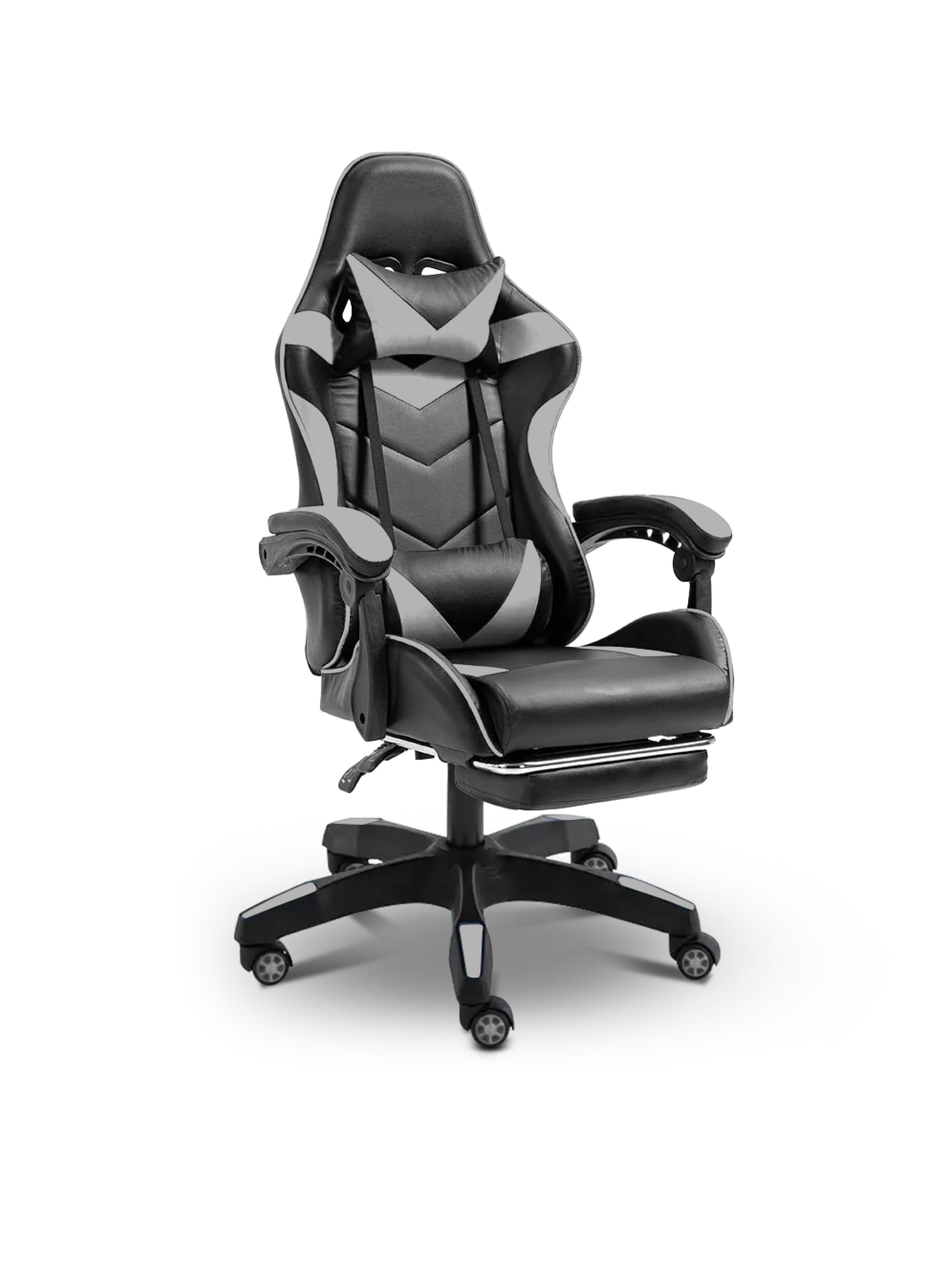 Геймерське ігрове крісло комп'ютерне 4Points GT з підставкою для ніг з подушками розкладне сіре