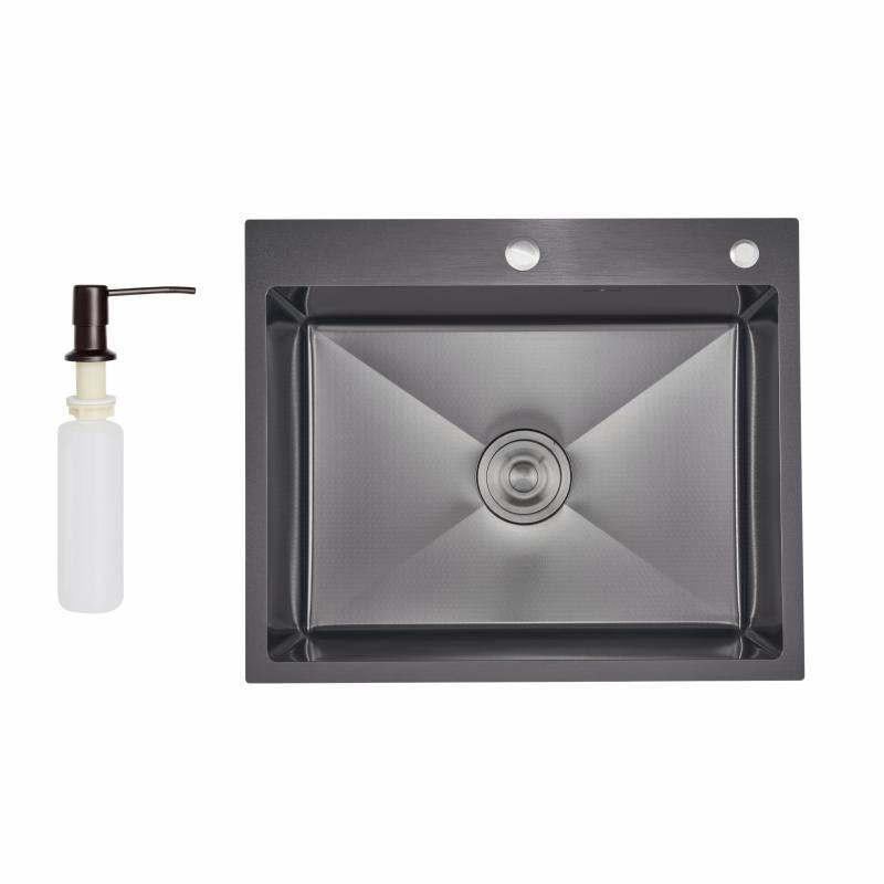 Lidz Handmade H6050HB Мийка для кухні інтегрована Decor Black PVD Honeycomb 2,5/0,5 мм LDH6050BDECPVD48371, фото 1