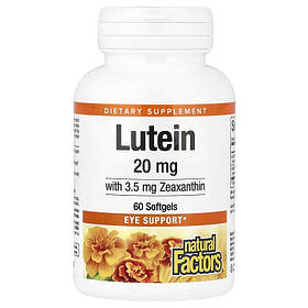 Лютеїн 20 мг, Lutein, Natural Factors, 60 желатинових капсул