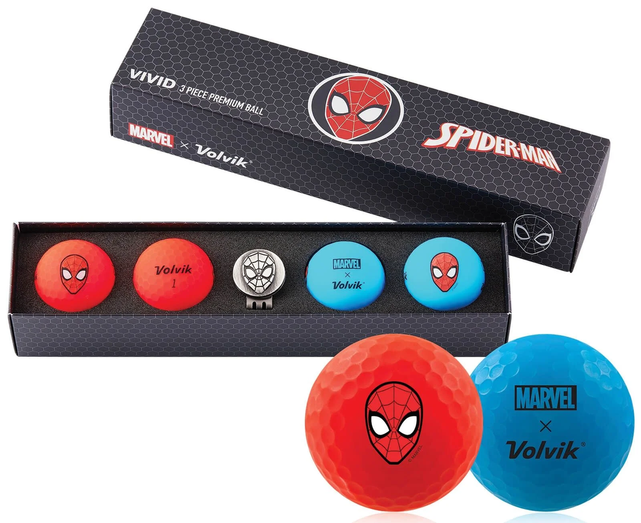 М'ячі для гольфу Volvik Marvel Spider Man 4 шт, червоно-сині, фото 1