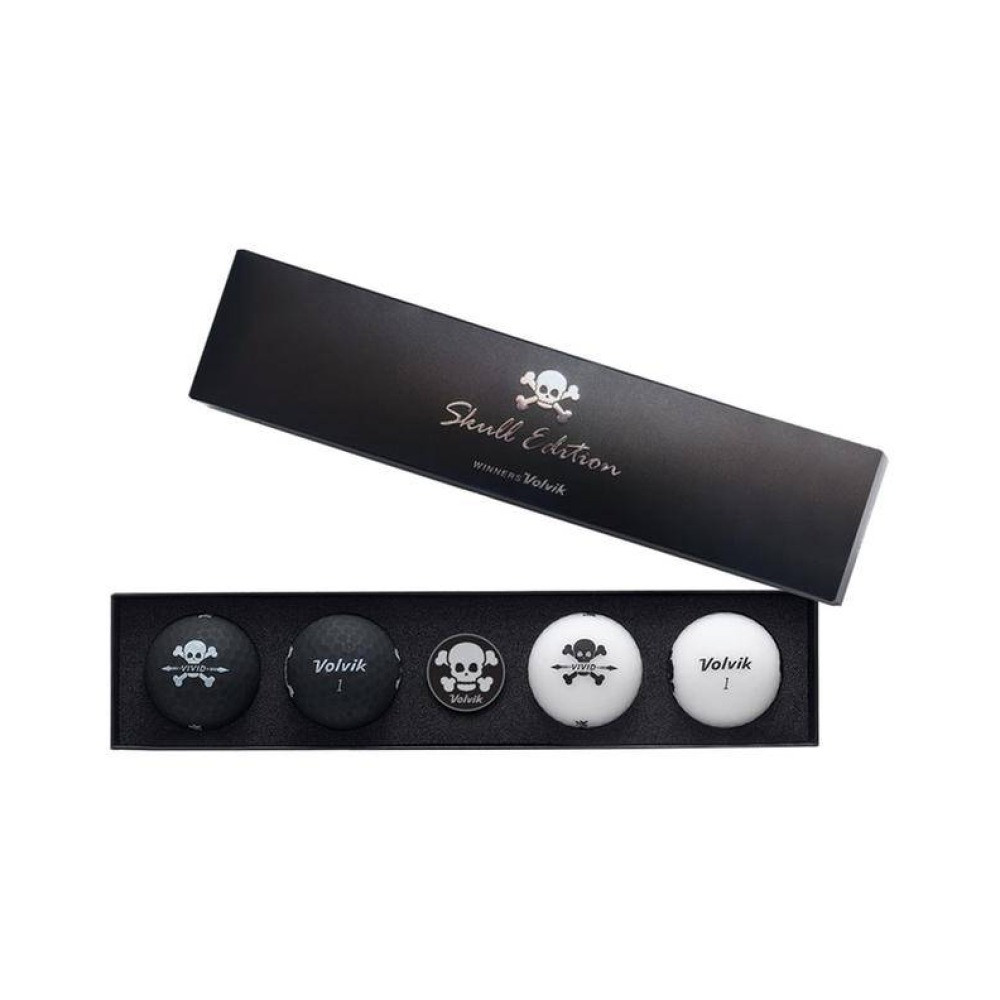М'ячі для гольфу Volvik Skull 4 шт, чорно-білі, фото 1