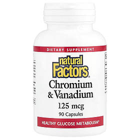 Хром та Ванадій, 125 мкг, Chromium & Vanadium, Natural Factors, 90 капсул