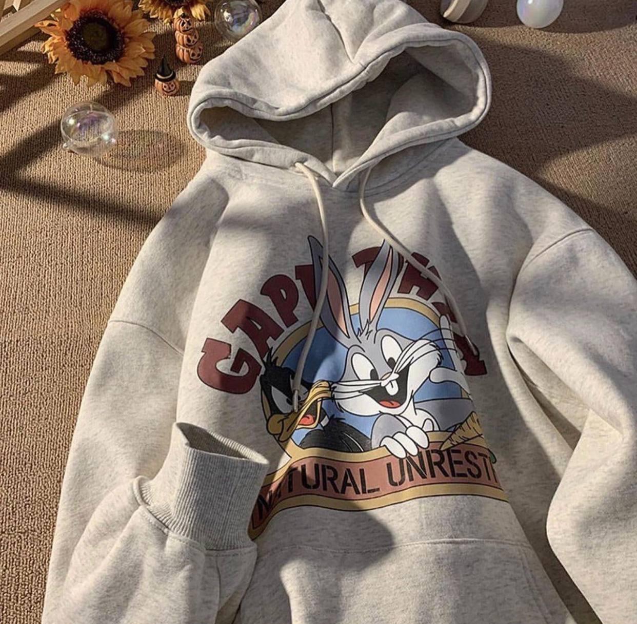 Худі Oversize Looney Tunes трьохнитка на флісі з принтом розмір: 42-48 Модель 1526-2326 колір меланж, фото 1