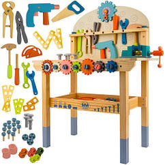 Дитяча майстерня з дерев'яними інструментами 3в1 KRUZZEL 26546