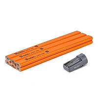 Набір будівельних олівців з точилкою HB 
180mm OCTAGON, 6 шт. помаранчевий, DIY-PC2OC18OR/S6B