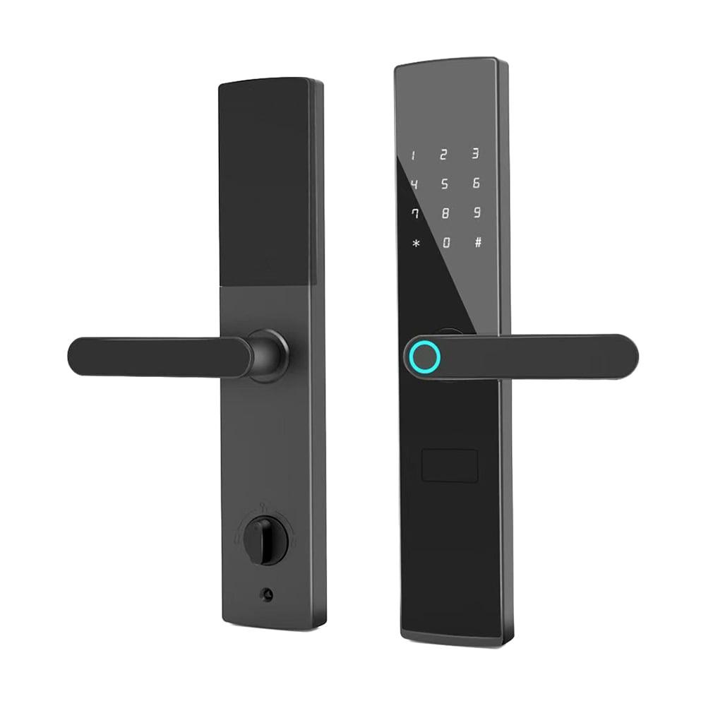 Замок біометричний автономний Trinix TRL-5404BTF Black L/R з Bluetooth, зчитувачем відбитків пальців і карт Mifare, фото 1