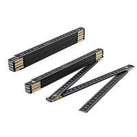 Лінійка розкладна, 2м, ALUMINIUM, чорна, DIY-MFA21BK/S