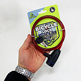 Замок велосипедний KIHUU LOCK 187, 10*80 тросовий, 2 ключі. Колір: червоний HU-79, фото 2