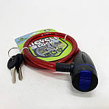 Замок велосипедний KIHUU LOCK 187, 10*65 тросовий, 2 ключі. Колір: червоний BU-74, фото 2