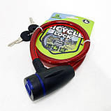 Замок велосипедний KIHUU LOCK 187, 10*65 тросовий, 2 ключі. Колір: червоний BU-74, фото 4