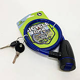 Замок велосипедний KIHUU LOCK 187, 10*65 тросовий, 2 ключі. Колір: синій IX-50, фото 4