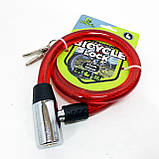 Замок велосипедний KIHUU LOCK 185, 15*65 тросовий, 2 ключі. Колір: червоний XG-40, фото 2