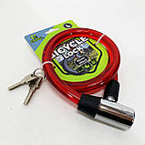 Замок велосипедний KIHUU LOCK 185, 15*65 тросовий, 2 ключі. Колір: червоний XG-40, фото 3