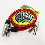 Замок велосипедний 185, 12*65 тросовий, 2 ключі. Колір: червоний MD-89, фото 2