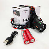 Налобний ліхтар для сантехніка, Налобний ліхтар з лінзою акумуляторний для риболовлі VC-18, фото 3