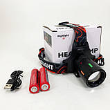 Налобний ліхтар для сантехніка, Налобний ліхтар з лінзою акумуляторний для риболовлі VC-18, фото 6