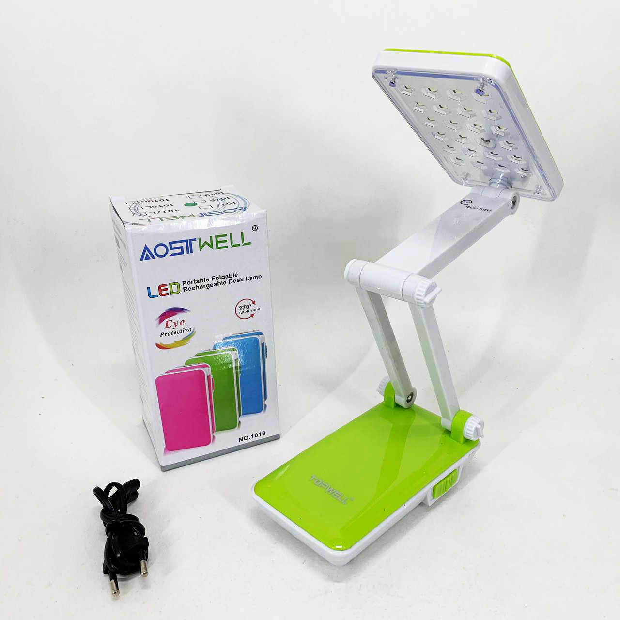 Настільна лампа Topwell 1019 Синя акумуляторна світлодіодна регуляція рівня нахилу. Колір: зелений WG-31, фото 1