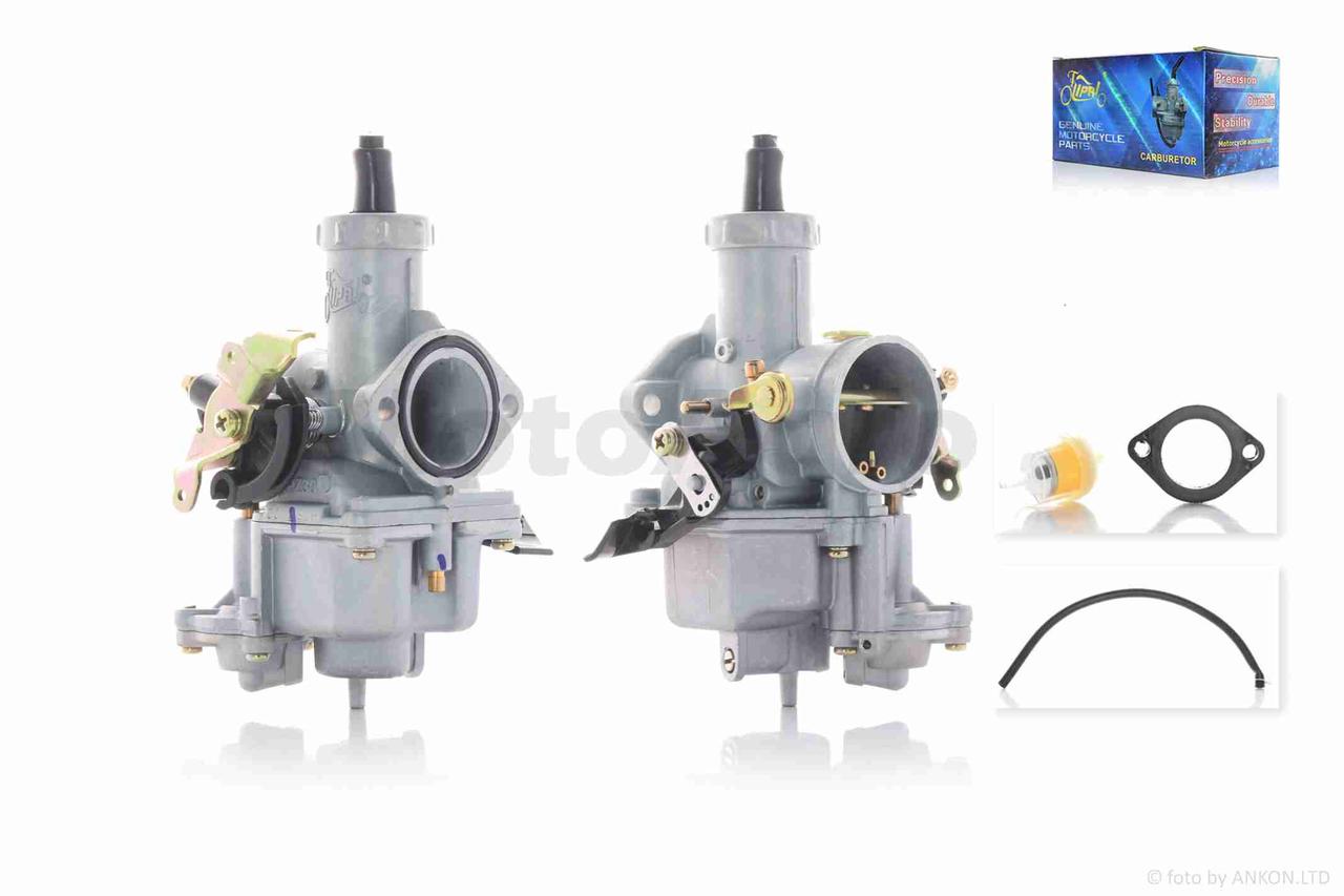 Карбюратор PZ30 підкачування ручне зліва (тріскачка) прискорювальний насос праворуч PRO "LIPAI" AT-25815, фото 1