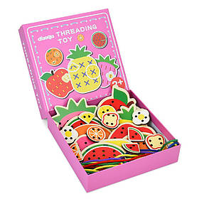 Дитяча дерев'яна іграшка-шнурівка "Фрукти" Bambi MD 1985 (Pink) , Toyman