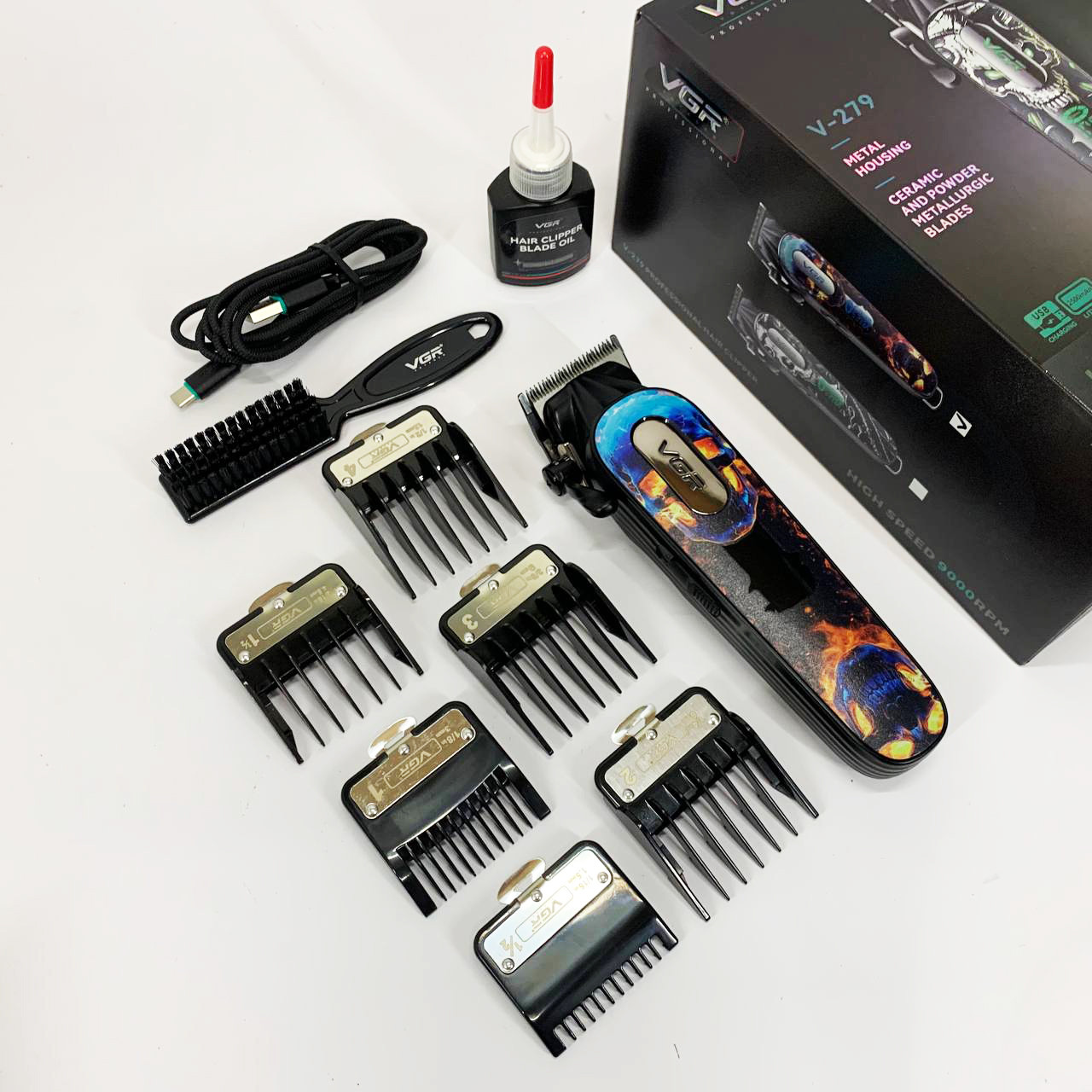 Професійна машинка для стрижки волосся з насадками VGR, Машинка для точної стрижки бороди і волосся NA-37